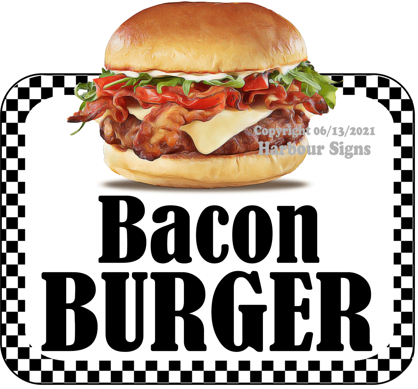 Bacon Burger Decal Food Truck Concession Vinyl Sticker bw
