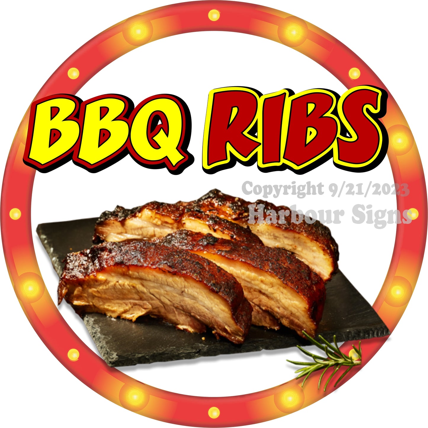 BBQ Ribs Decal Food Truck Concession Vinyl Sticker c2