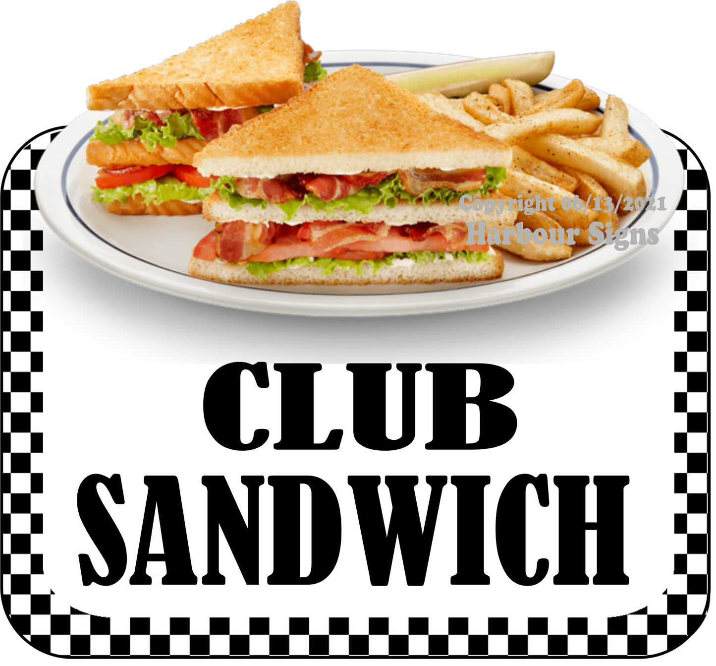 Club Sandwich Decal Food Truck Concession Vinyl Sticker bw