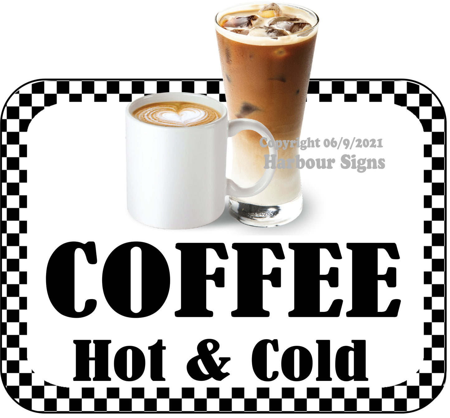 Coffee Hot & Cold Decal Food Truck Concession Vinyl Sticker bw