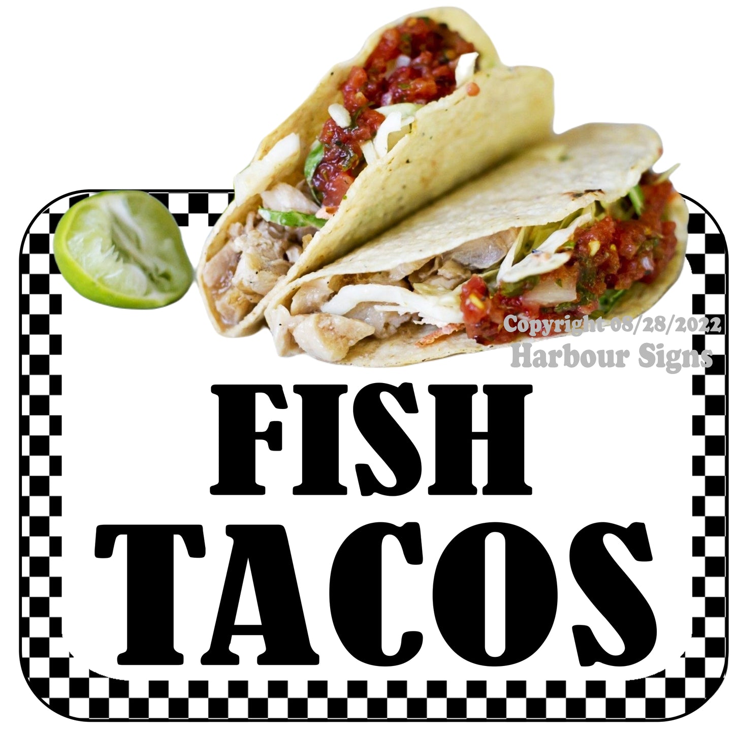 Fish Tacos Decal Mexican Food Truck Concession Vinyl Sticker bw