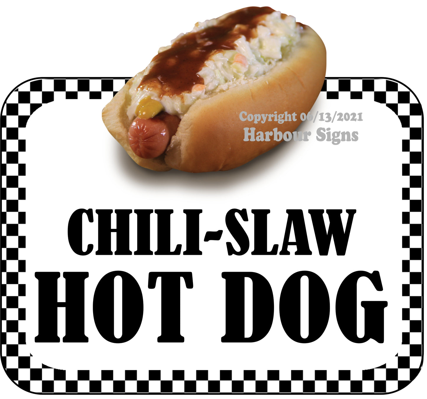Chili Slaw Hot Dog Decal Food Truck Concession Vinyl Sticker bw