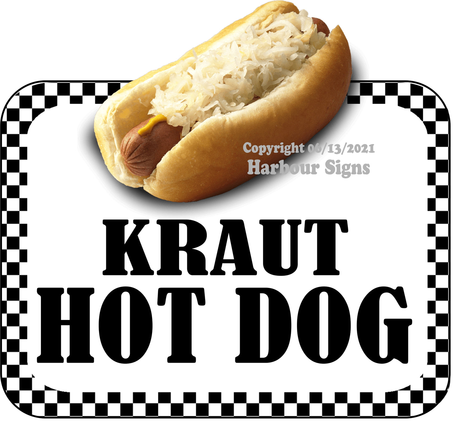 Kraut Hot Dog Decal Food Truck Concession Vinyl Sticker bw