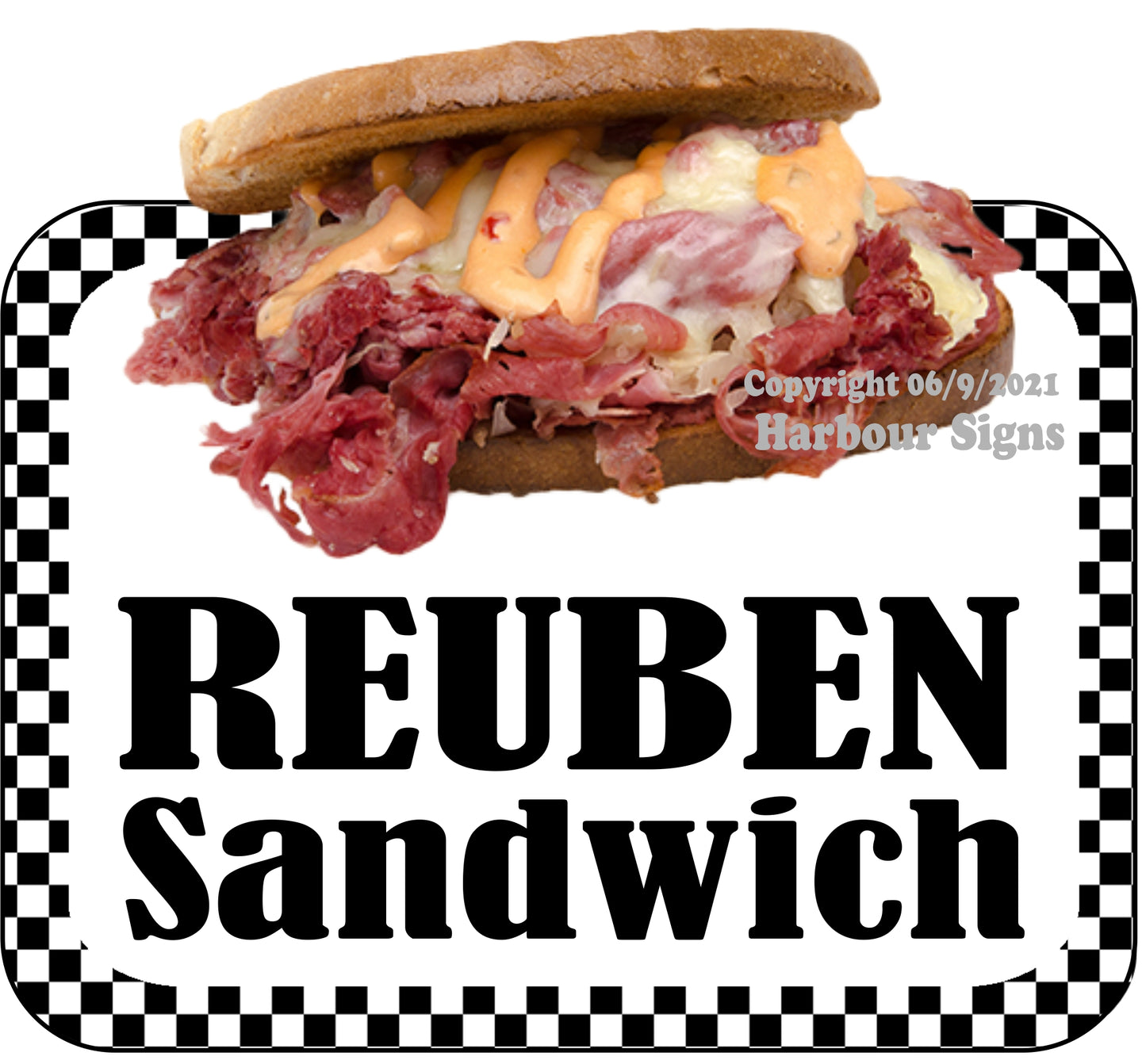 Reuben Sandwich Decal Food Truck Concession Vinyl Sticker bw