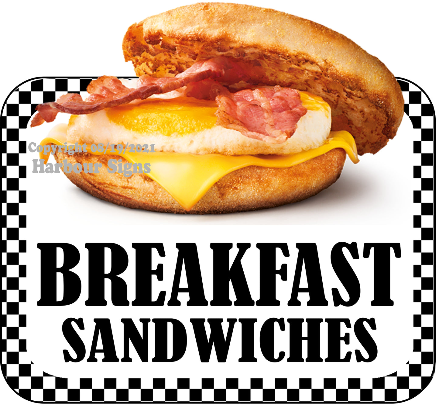 Breakfast Sandwich Decal Food Truck Concession Vinyl Sticker bw