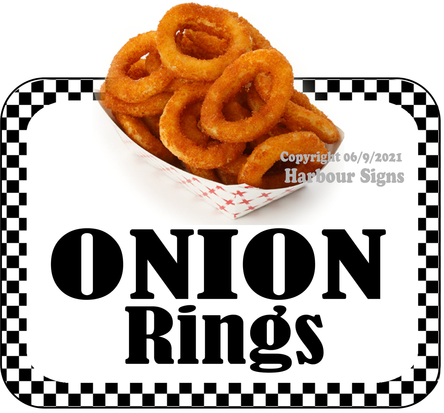 Onion Rings Decal Food Truck Concession Vinyl Sticker bw