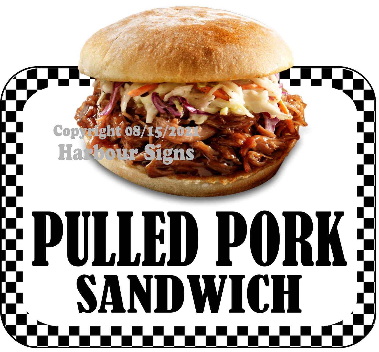 Pulled Pork Sandwich Decal Food Truck Concession Vinyl Sticker bw