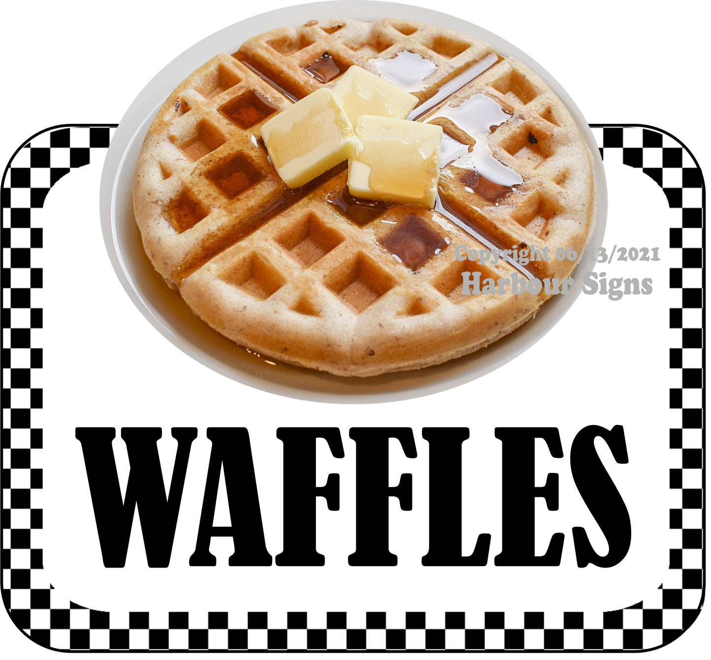 Waffles Decal Food Truck Concession Vinyl Sticker bw