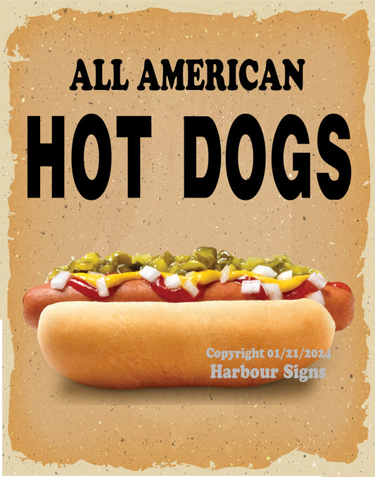All American Hot Dogs Decal Food Truck Concession Vinyl Sticker v