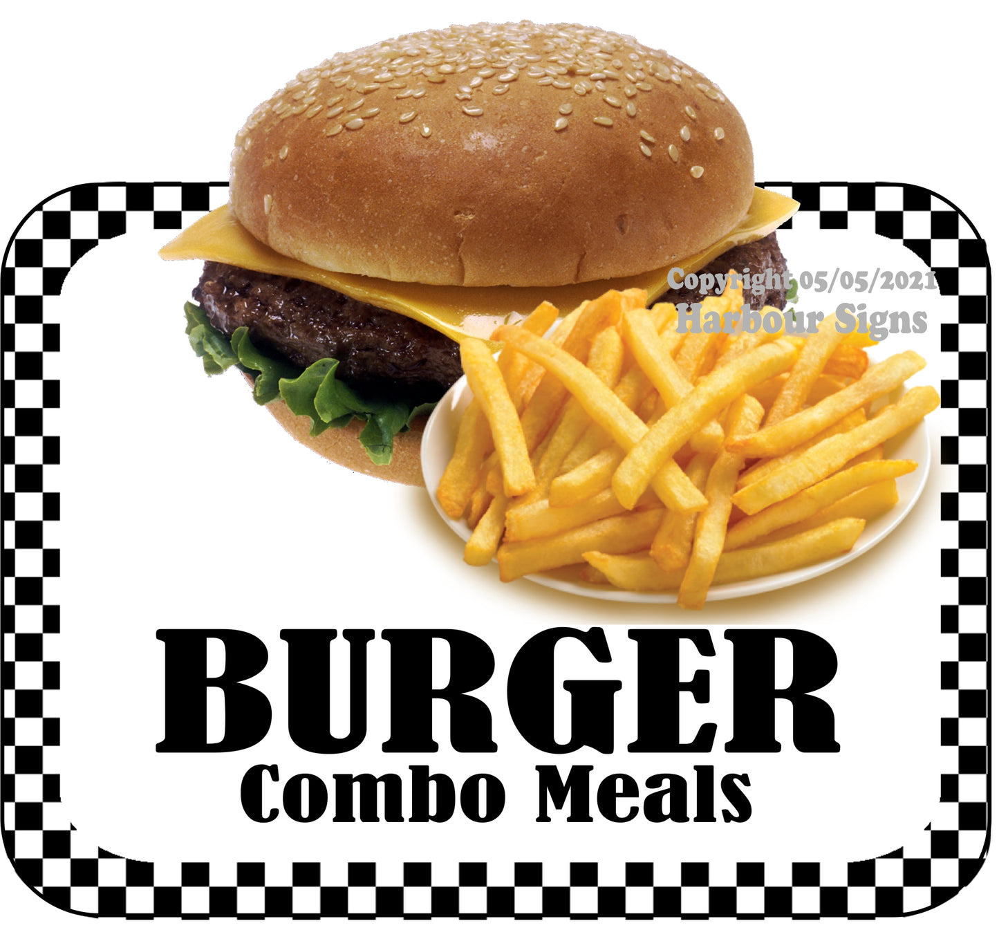 Burger Combo Meals Decal Food Truck Concession Vinyl Sticker bw
