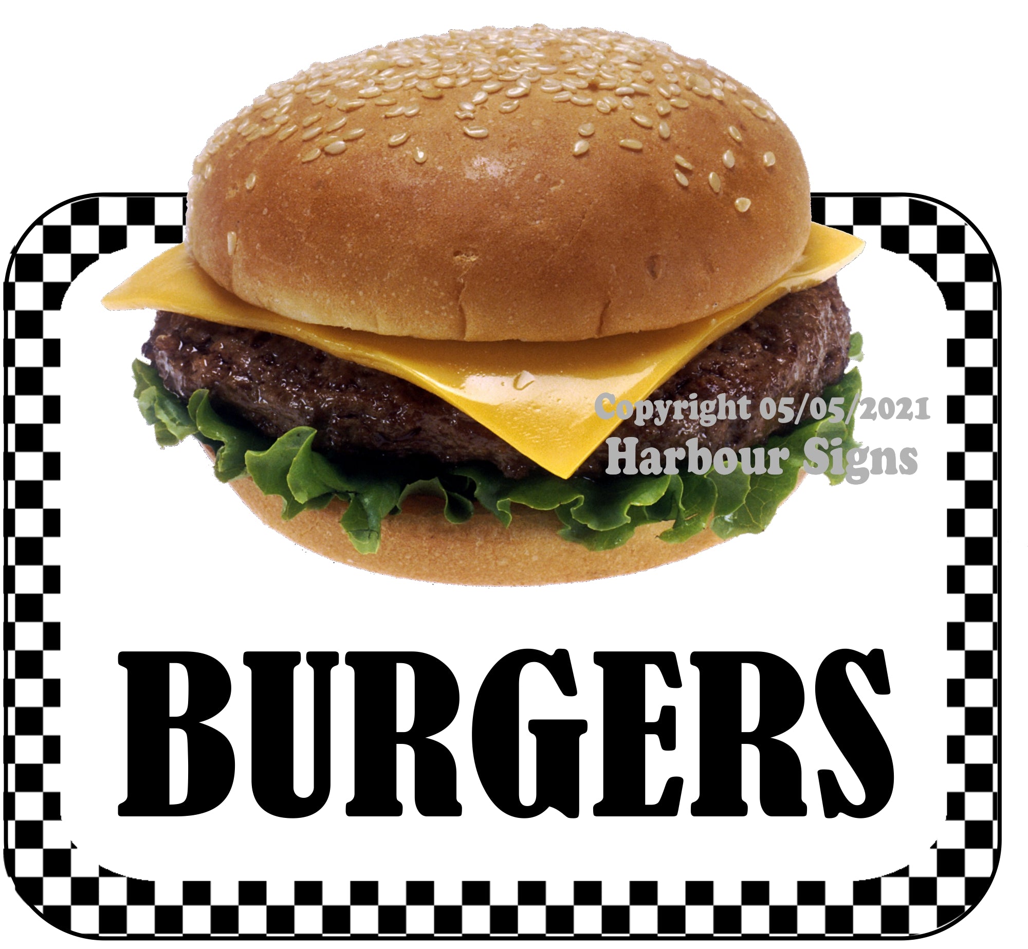 Burgers Decal Food Truck Concession Vinyl Sticker bw – Harbour Signs ...