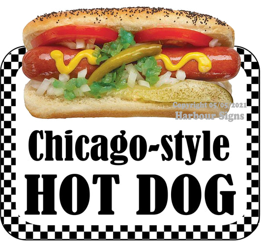 Chicago Style Hot Dog Decal Food Truck Concession Vinyl Sticker bw