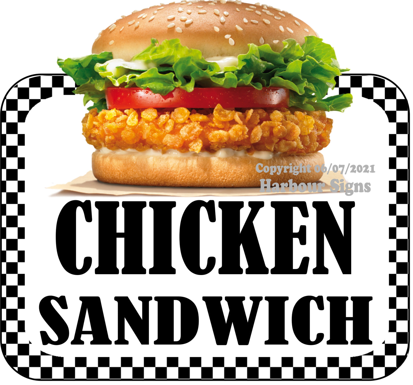 Chicken Sandwich Decal Food Truck Concession Vinyl Sticker bw