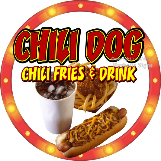 Chili Dog Chili Fries & Drink Decal Food Truck Concession Vinyl Sticker c2