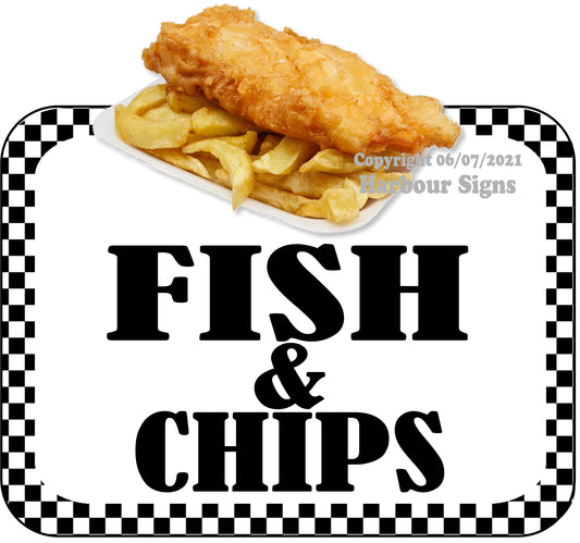 Fish and Chips Decal Food Truck Concession Vinyl Sticker bw