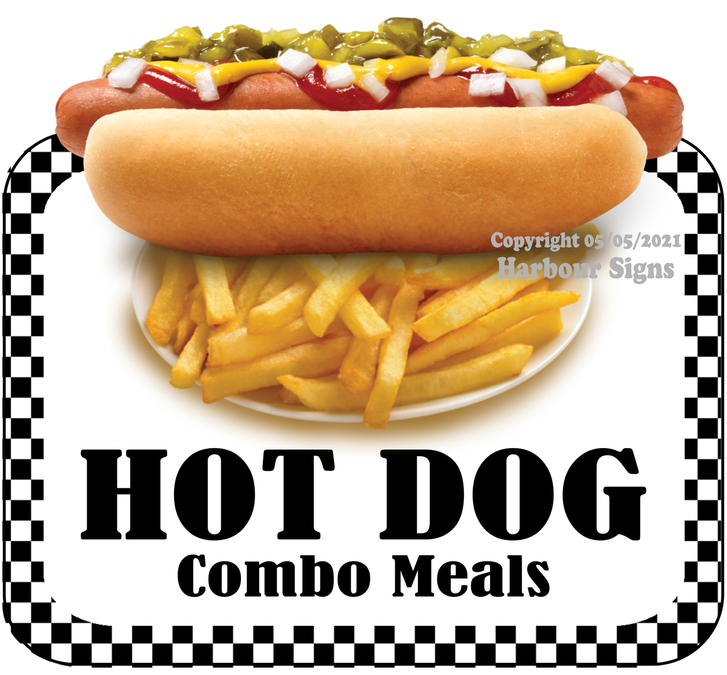 Hot Dog Combo Meals Decal Food Truck Concession Vinyl Sticker bw