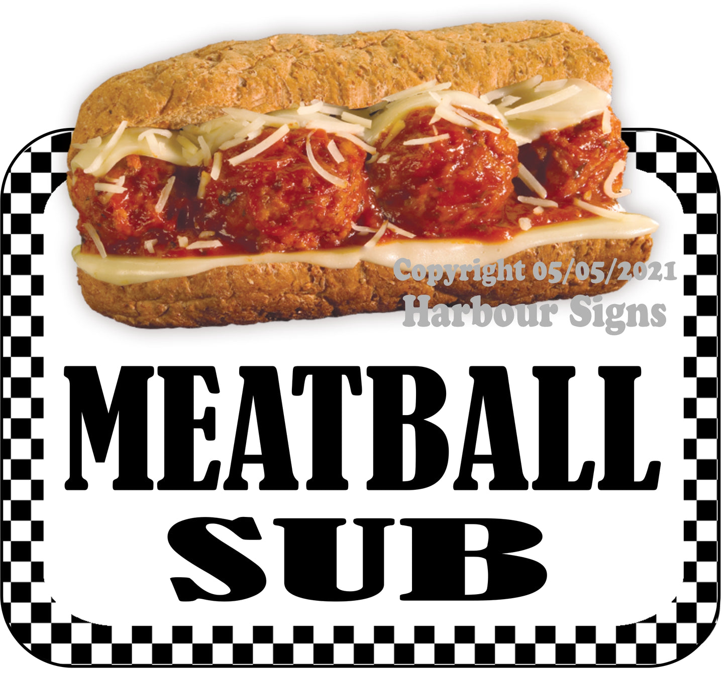 Meatball Sub Decal Food Truck Concession Vinyl Sticker bw