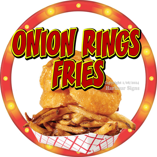 Onion Rings Fries Decal Food Truck Concession Vinyl Sticker c2