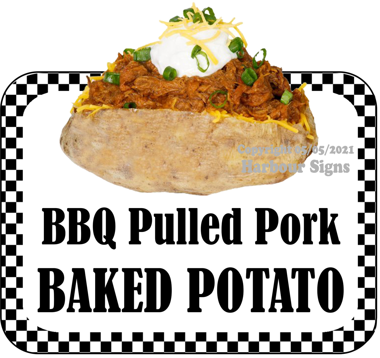 BBQ Pulled Pork Baked Potato Decal Food Truck Concession Vinyl Sticker bw