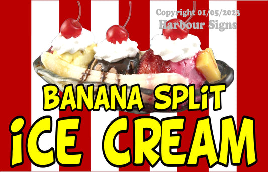 Banana Split Ice Cream Decal Food Truck Concession Vinyl Sticker s2
