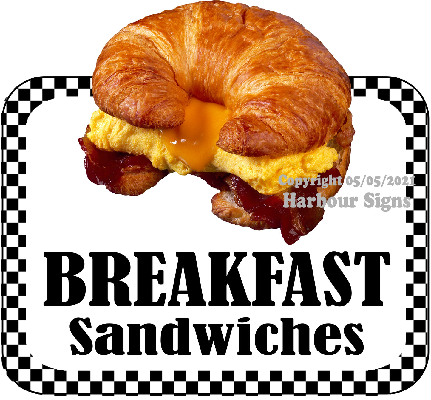 Breakfast Sandwich Decal Food Truck Concession Vinyl Sticker bw