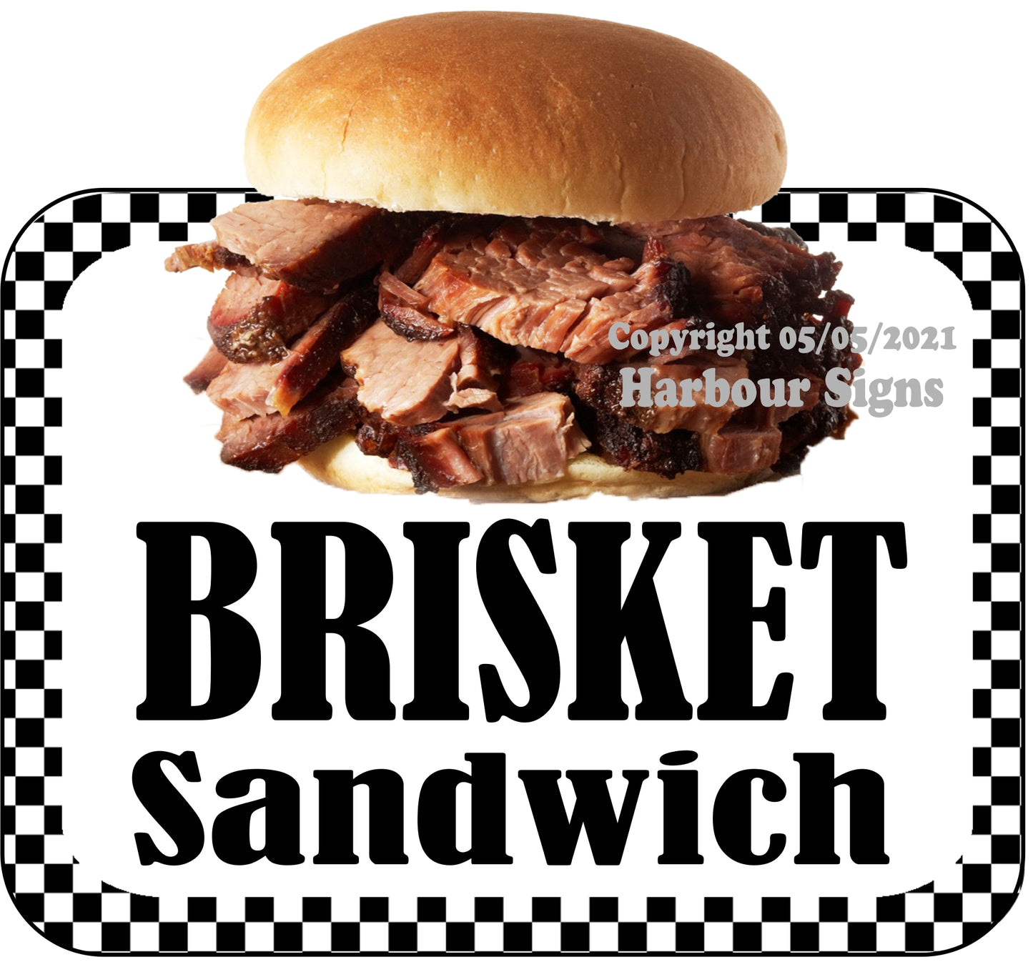 Brisket Sandwich Decal Food Truck Concession Vinyl Sticker bw