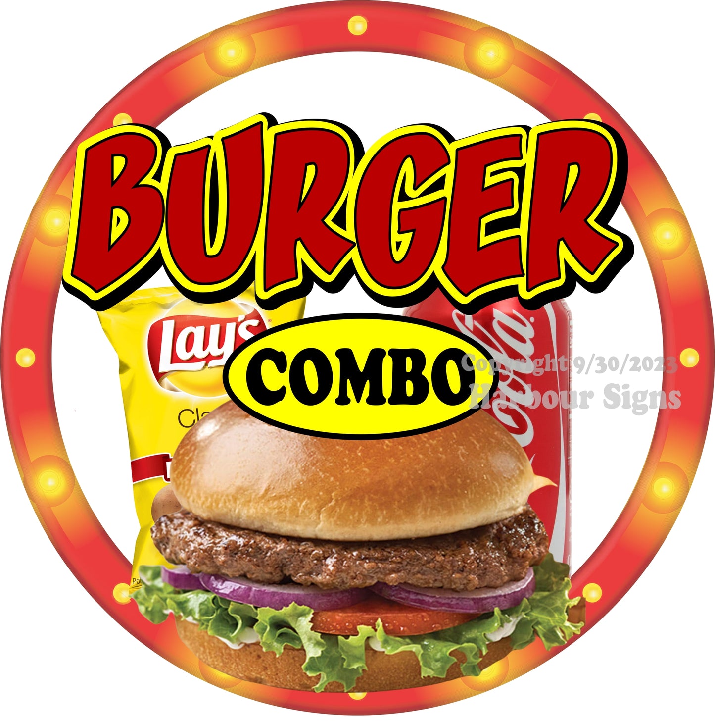 Burger Combo Decal Food Truck Concession Vinyl Sticker c2