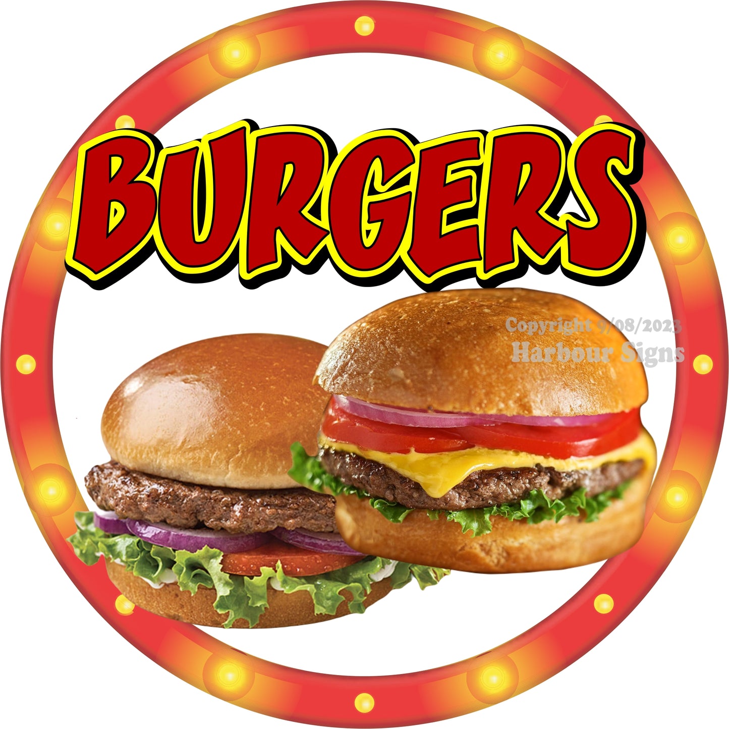 Burgers Decal Food Truck Concession Vinyl Sticker c2
