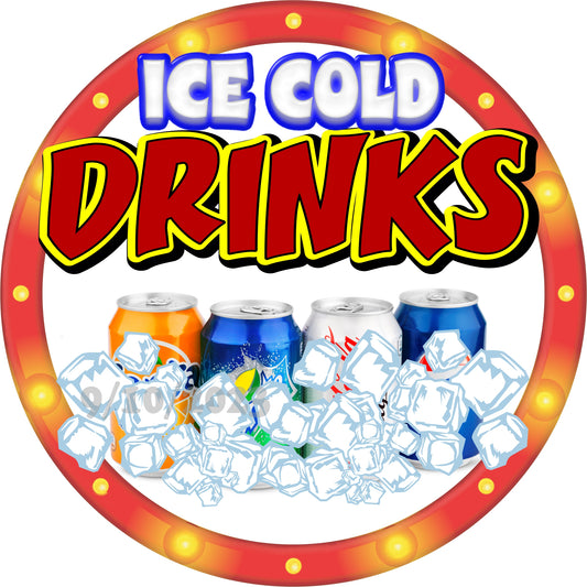 Ice Cold Drinks Decal Food Truck Concession Vinyl Sticker c2