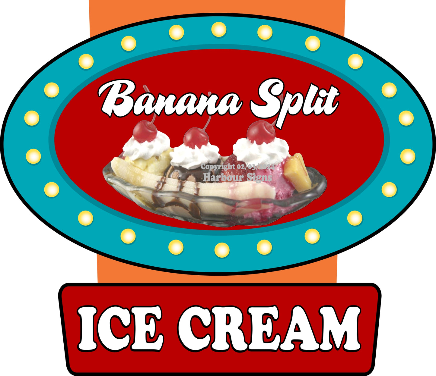 Banana Split Ice Cream Decals Food Truck Concession Vinyl Sticker v