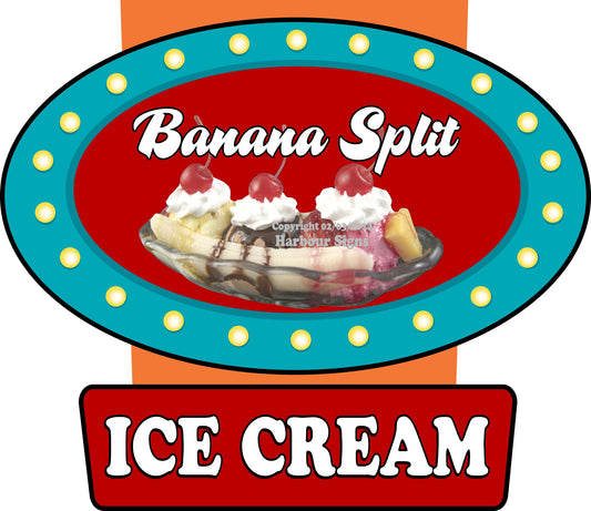 Banana Split Ice Cream Decals Food Truck Concession Vinyl Sticker v