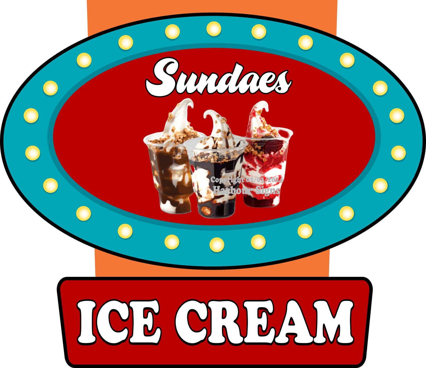 Sundaes Ice Cream Decals Food Truck Concession Vinyl Sticker v