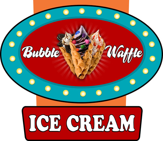 Bubble Waffle Ice Cream Decals Food Truck Concession Vinyl Sticker v