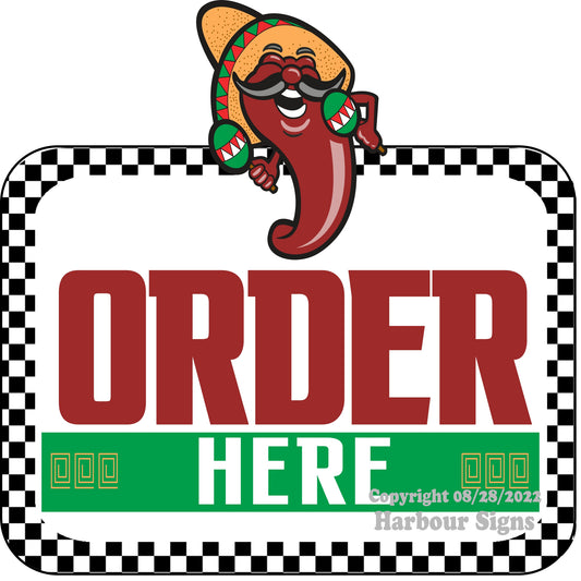 Order Here Decal Mexican Food Truck Concession Vinyl Sticker v