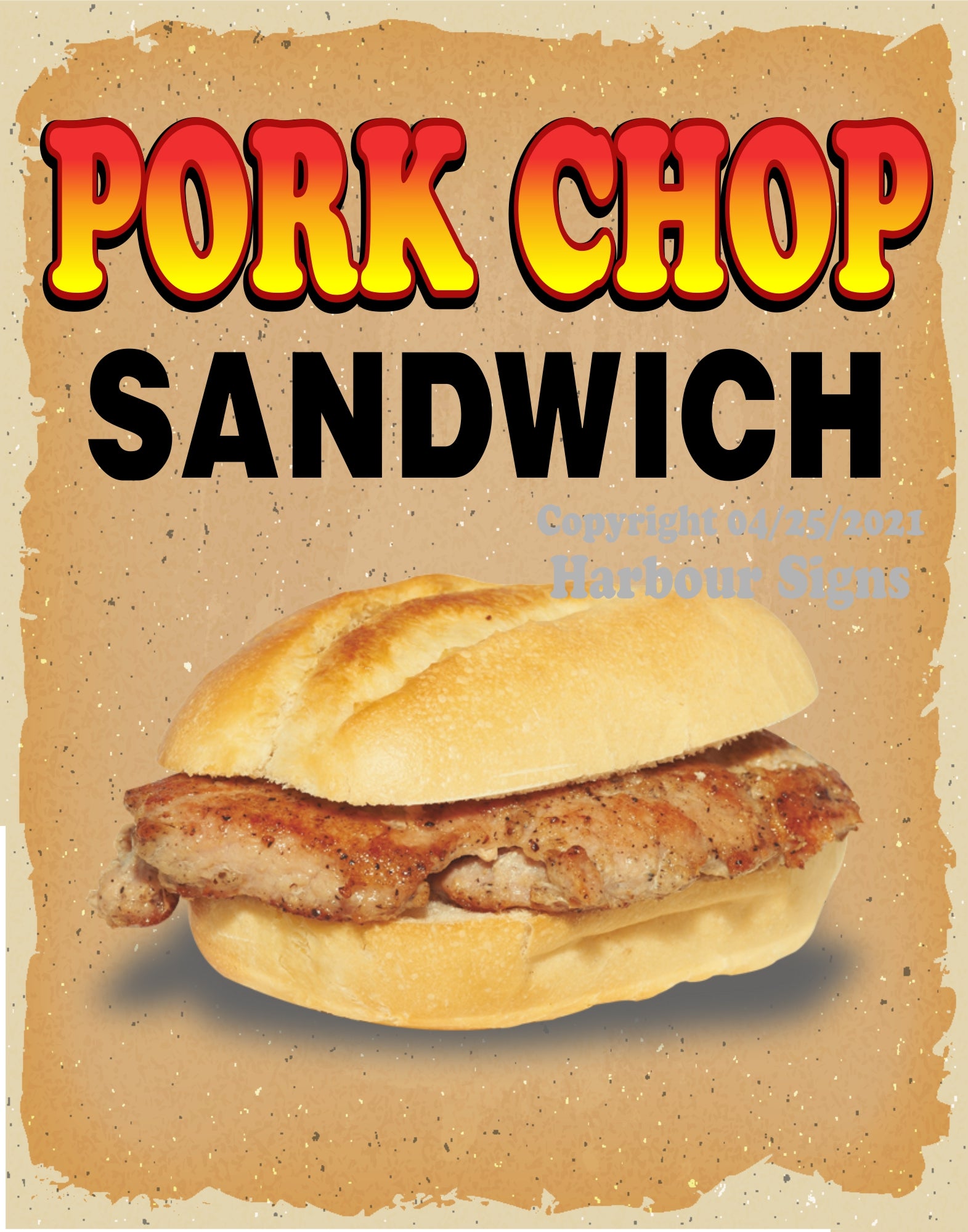 Pork Chop Sandwich Decal Food Truck Concession Vinyl Sticker v ...