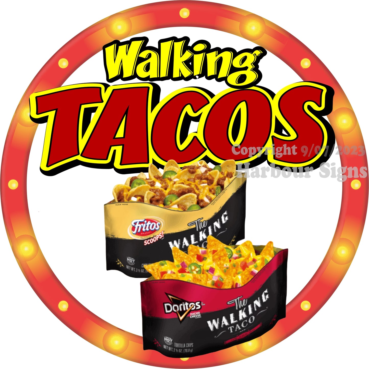 Walking Tacos Decal Food Truck Concession Vinyl Sticker
